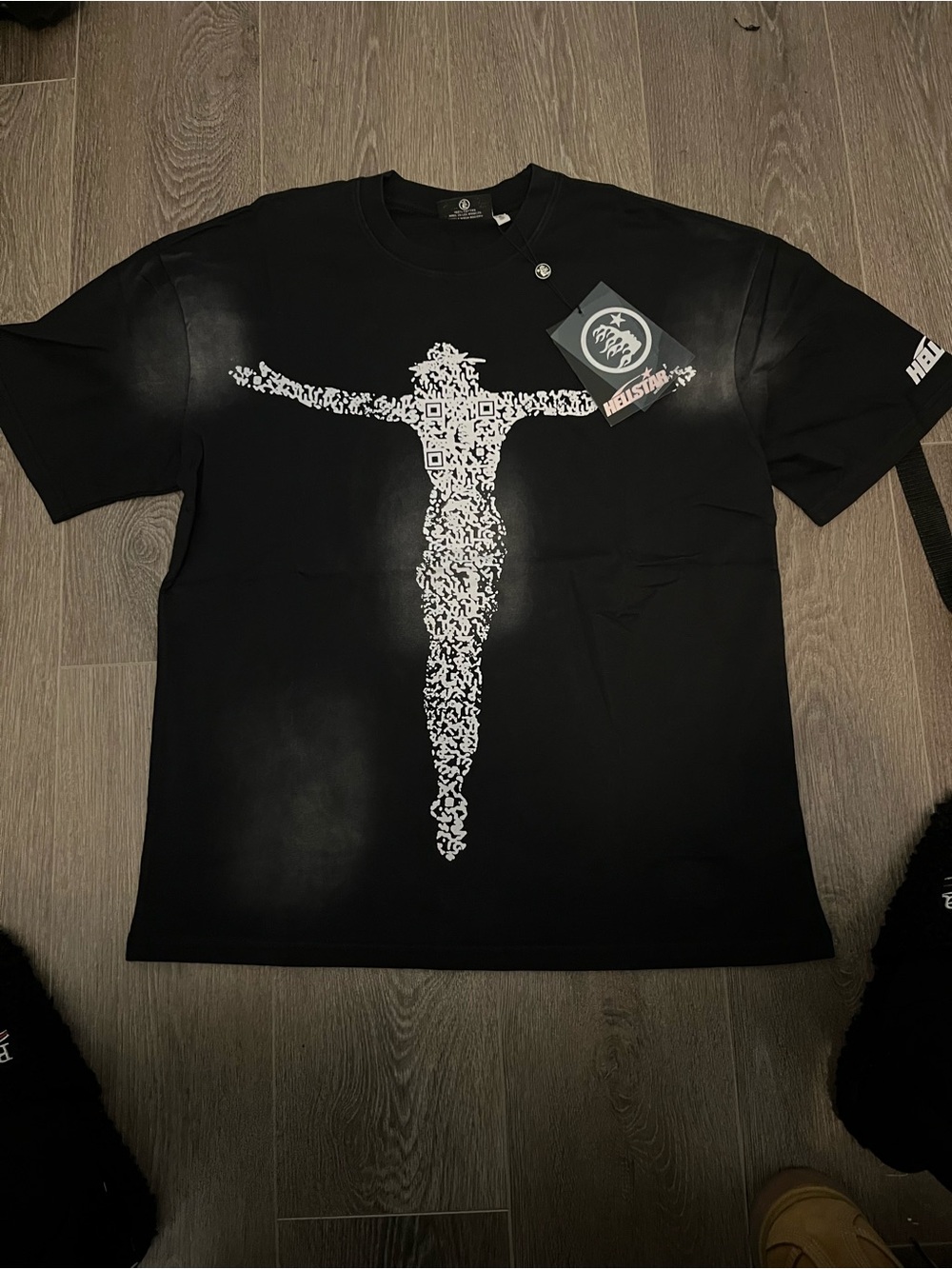 Hellstar Black Graphic Tee with White Figure Print